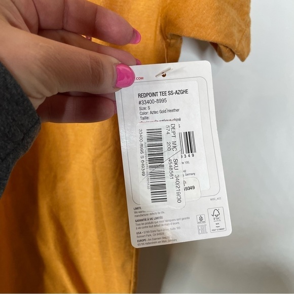 Marmot Mens Redpoint Tee Aztec Gold Heather NWT Small - Picture 6 of 6